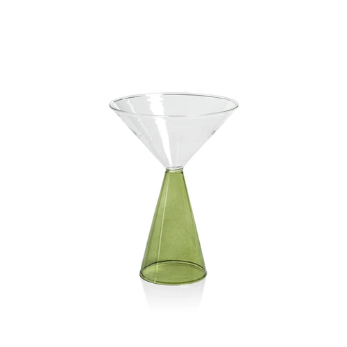 VENETO GLASSWARE - GREEN -  MARTINI GLASS (SET OF 4)