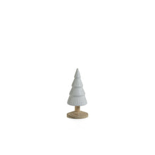 Load image into Gallery viewer, ALPINE CERAMIC TREE ON NATURAL WOOD BASE - WHITE - 6.5 IN