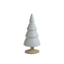 Load image into Gallery viewer, ALPINE CERAMIC TREE ON NATURAL WOOD BASE - WHITE - 10.25 IN