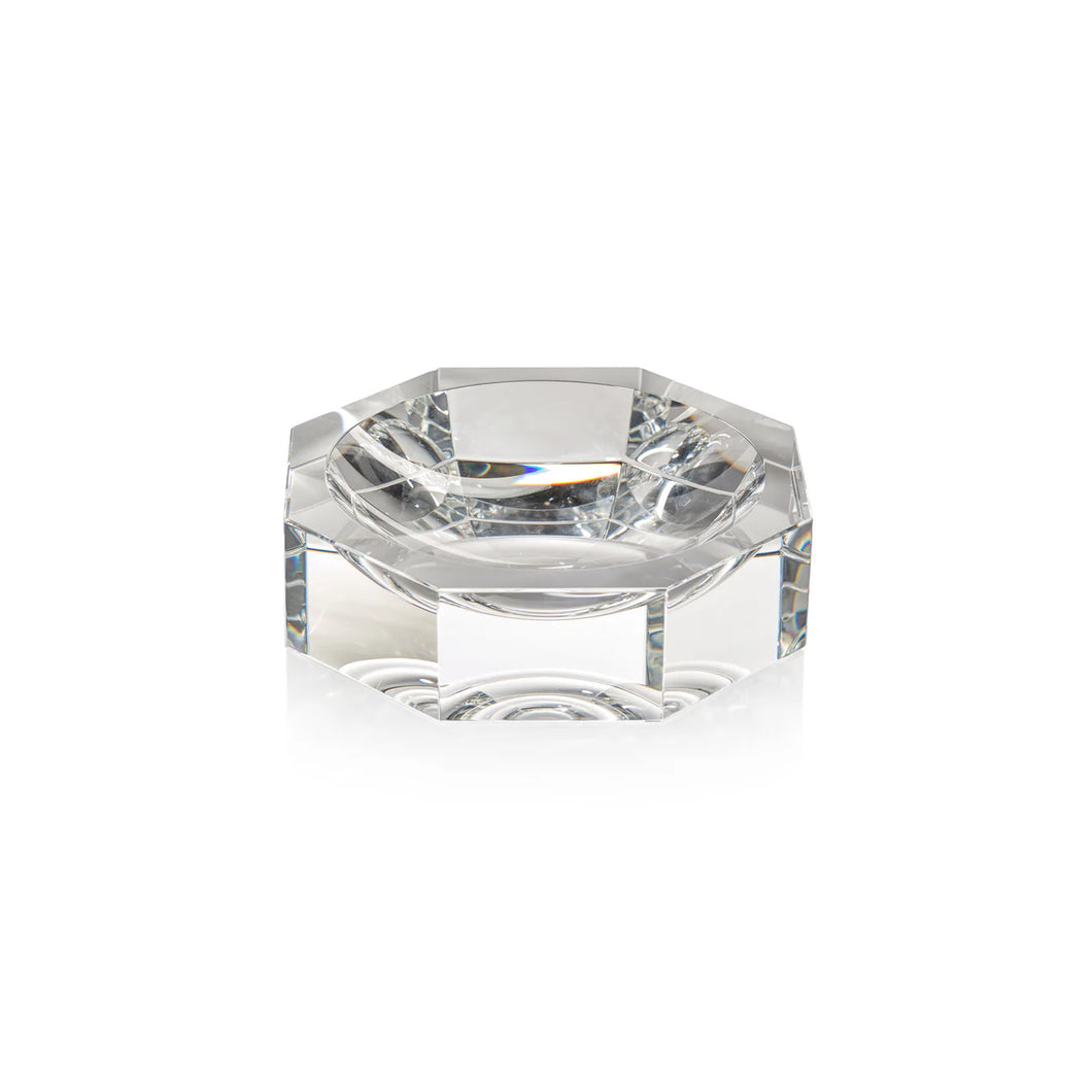 GLASS CRYSTAL OCTAGON BOWL - CLEAR