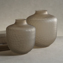 Load image into Gallery viewer, AROSA CUT GLASS FROSTED VASE - TAUPE - LARGE