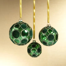 Load image into Gallery viewer, SHINY WHISPER GLASS ORNAMENT - GREEN W/ GREEN GLITER 4.75