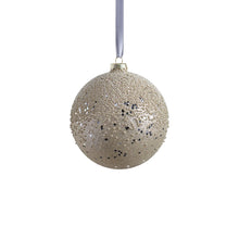 Load image into Gallery viewer, SILVER BEADED GLASS BALL ORNAMENT,4.75&quot;