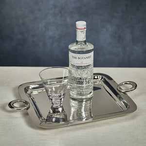 BACARDI POLISHED BRASS SERVING TRAY - NICKEL FINISH  - MEDIUM
