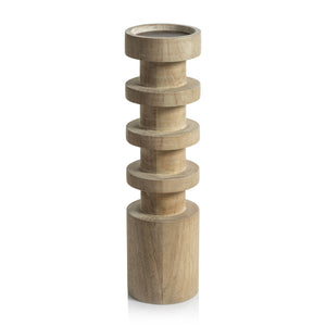 LE SALAMA CARVED MANGO WOOD PILLAR HOLDER - EXTRA TALL