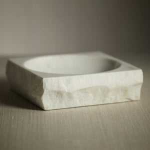 ROCK FINISH WHITE MARBLE SQUARE BOWL