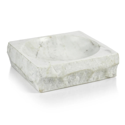 ROCK FINISH WHITE MARBLE SQUARE BOWL