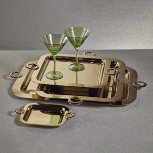 BACARDI POLISHED BRASS SERVING TRAY - GOLD - 18 IN