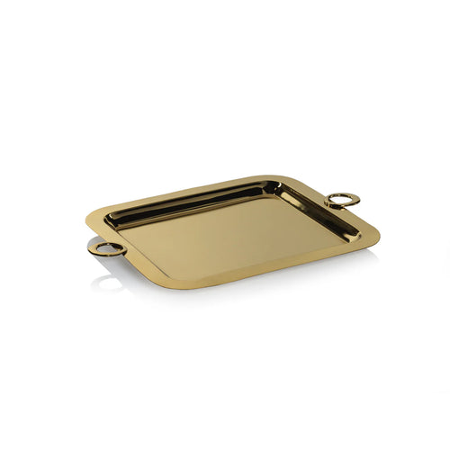 BACARDI POLISHED BRASS SERVING TRAY - GOLD - 21.25 IN