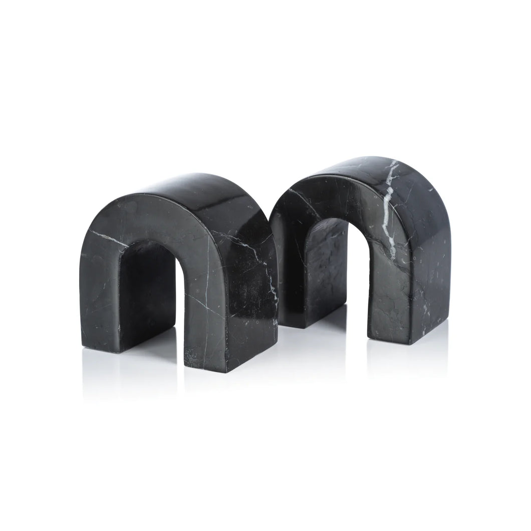 MARQUINO MARBLE BOOKENDS - SET OF  2 - BLACK