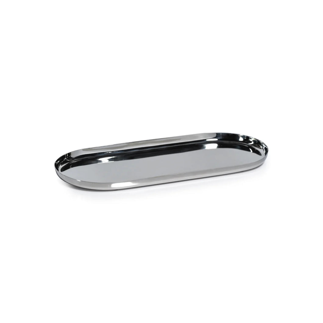 PARK LANE VERSATILE OVAL TRAY POLISHED NICKEL LARGE