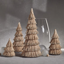 Load image into Gallery viewer, ABACA ROPE ALL - NATURAL TREE WITH CHAMPAGNE GLITTLER TRIM 8 IN