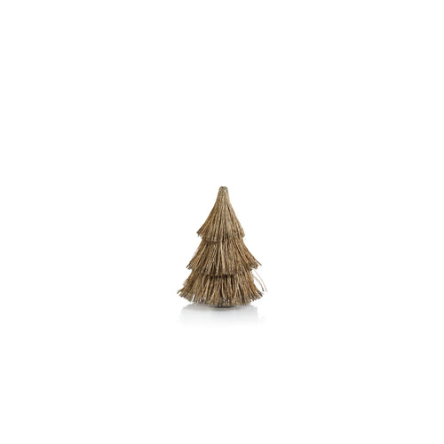 ABACA ROPE ALL - NATURAL TREE WITH CHAMPAGNE GLITTLER TRIM 8 IN