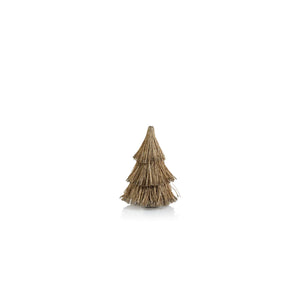 ABACA ROPE ALL - NATURAL TREE WITH CHAMPAGNE GLITTLER TRIM 8 IN
