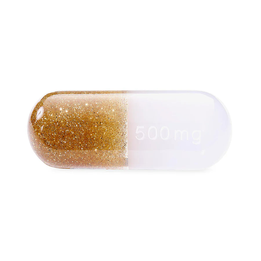 ACRYLIC PILL LARGE - GOLD GLITTER - 33143