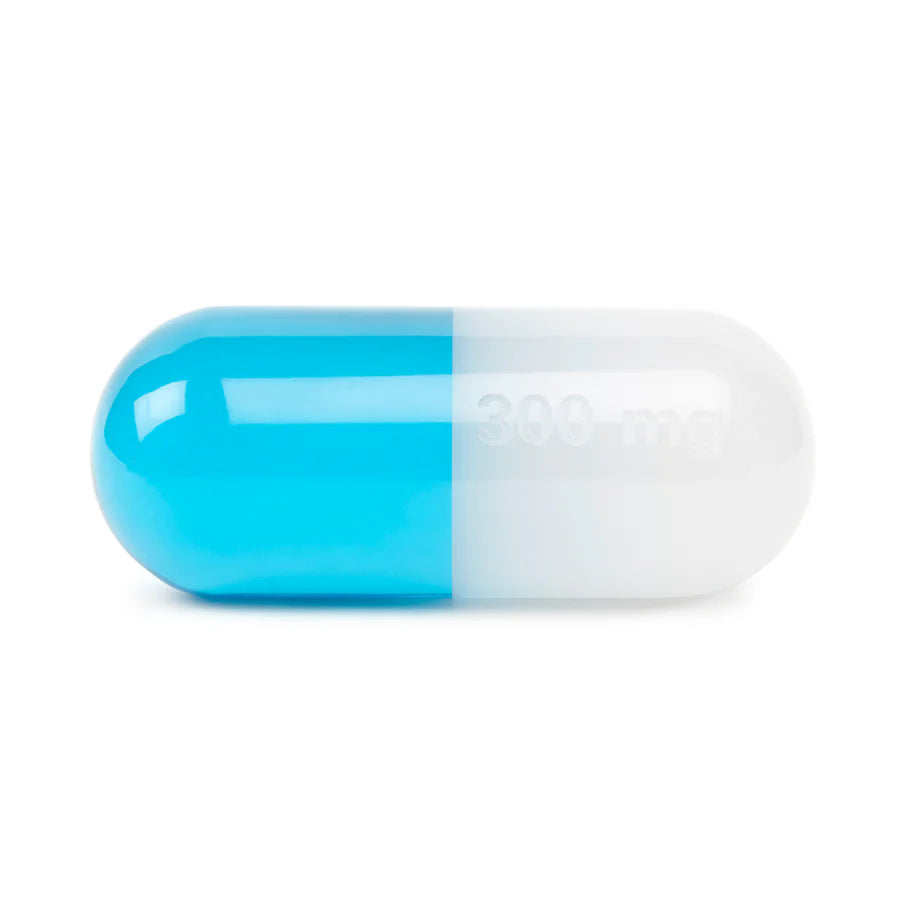 ACRYLIC PILL - WHITE AND TEAL - MEDIUM