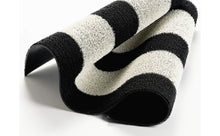 Load image into Gallery viewer, BOLD STRIPE SHAG MATS; SILVER BLACK; 24&quot;&quot;X36&quot;