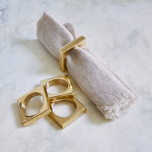 Load image into Gallery viewer, BRASS MODERNIST NAPKIN RINGS, SET OF 2