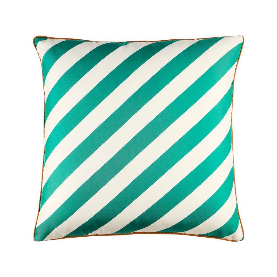US KIT CABANA SILK PILLOW - GREEN/ WHITE 18 x18 (34667/3442) - 34668