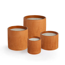 Load image into Gallery viewer, BOUGIE COUPE STRIEE TERRACOTA M/ AMBRE MANDARINE