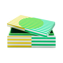 Load image into Gallery viewer, COPENHAGEN LACQUER BOX  - MEDIUM - YELLOW/GREEN - 34771