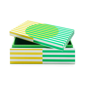COPENHAGEN LACQUER BOX  - MEDIUM - YELLOW/GREEN - 34771