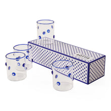 Load image into Gallery viewer, BOXED DOTTIE ROCKS GLASSWARE BLUE SET OF 4
