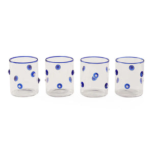 BOXED DOTTIE ROCKS GLASSWARE BLUE SET OF 4
