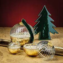 Load image into Gallery viewer, ETCHES GLASS ORNAMENT BALL SCENTED CANDLE-CLR/GOLD-LG