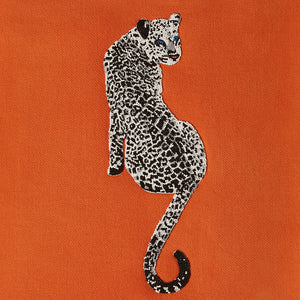 LEOPARD EMBELLISHED MERINO WOOL THROW ORANGE 32360