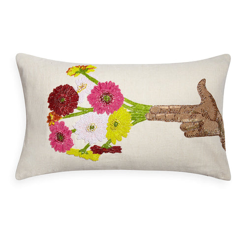 US FLOWER HAND BEADED PILLOW