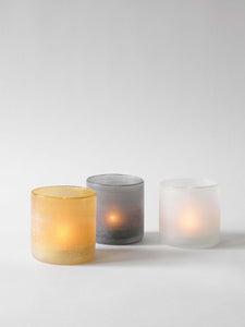 FROST CANDLE HOLDER, AMBER SM