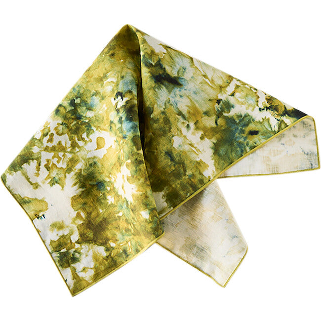 GREEN MARBLE NAPKIN WITH CHARTREUSE TRIM, SET OF 4