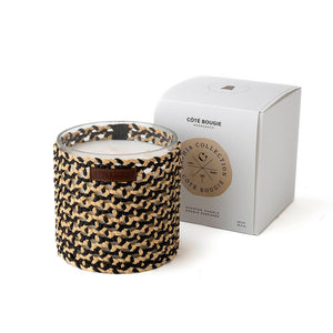 BOUGIE RAPHIA CUIR MINA NOIR L / NARGUILE FLEUR ORANGE