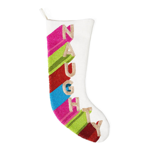 NAUGHTY EMBELLISHED STOCKING, MULTI