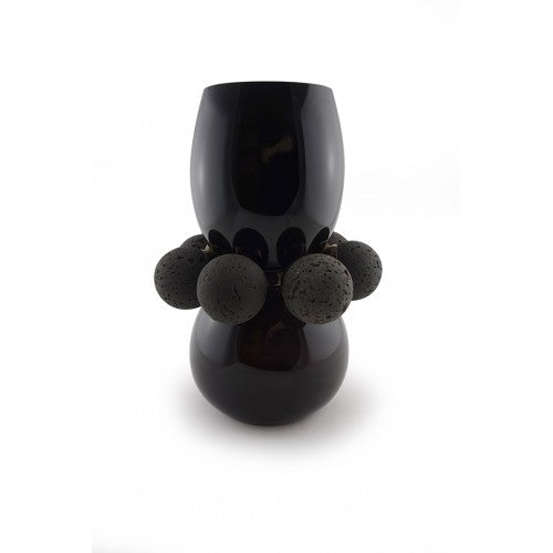 VASE TIFFANY BLACK - BLACK LAVA