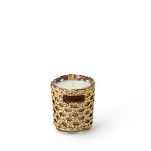 Load image into Gallery viewer, BOUGIE RAPHIA CUIR YARA S/ ROSE OUD MANDARINE MAJORELLE